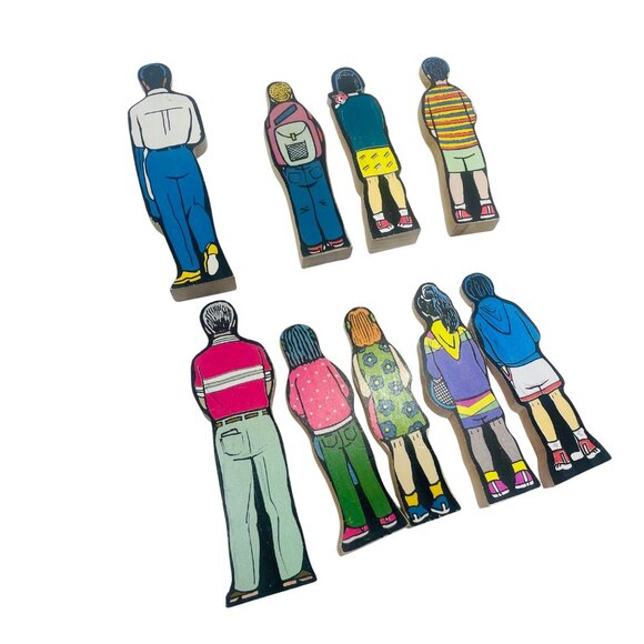 Vintage Inspired Wooden Children Figurines Set Wedgies Career Lot of 9 - Picture 3 of 10